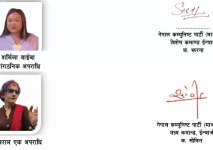 शर्मिला वाइवा र तारा बराललाई कारबाही गर्ने नेकपा (माओवादी) को…